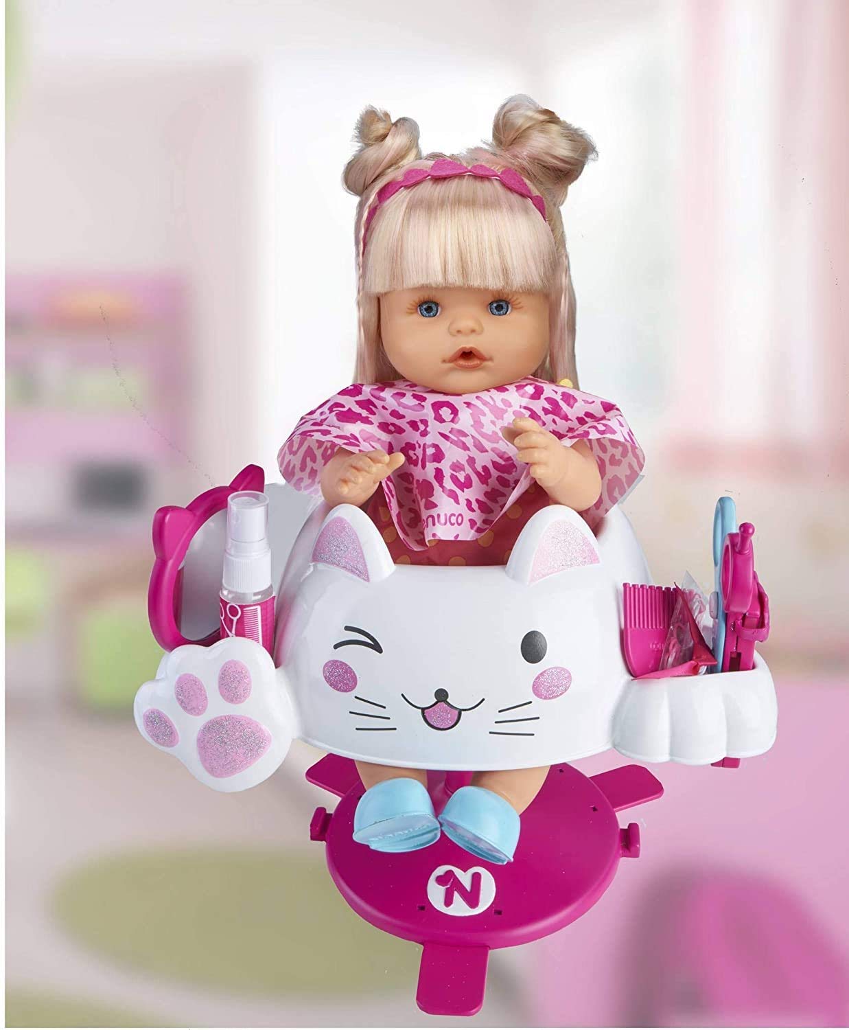 Nenuco - Glitter Hairdresser - Baby Doll With Hairdresser Set, Hair Accessories, Magic Scissors