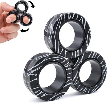 Cevioce 3 Pcs Magnetic Rings Fidget Toys For Teens,Adults Kids Easter Basket Stuffers For Boys Girls Adhd Autism Anxiety,Coolest Finger Spinner Pack Birthdays Gifts For 8 9 10 11 12+ Year Old