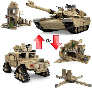 Feleph M1A2 Tank Model Kit 1:28 Scale WW2 Military Vehicle, 1463 Pieces, ABS, Small, M1A2