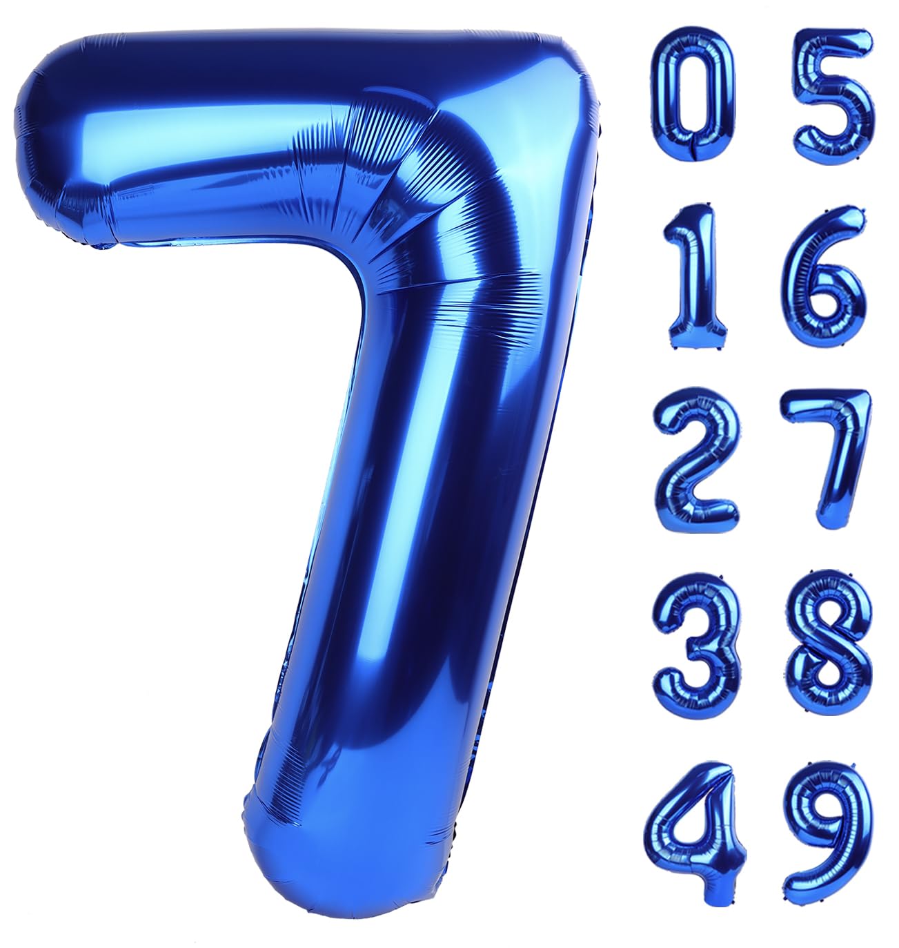 Navy Blue Large Number 7 Balloon 40 Inch, 7Th Seven Birthday Balloon Number, 7 17 27 37 57 77 Year Old Birthday Balloons, Mylar