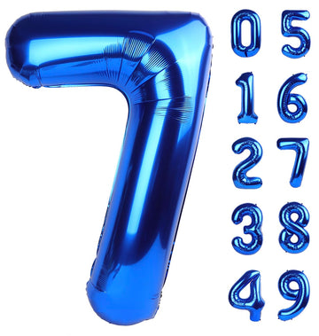 Navy Blue Large Number 7 Balloon 40 Inch, 7Th Seven Birthday Balloon Number, 7 17 27 37 57 77 Year Old Birthday Balloons, Mylar