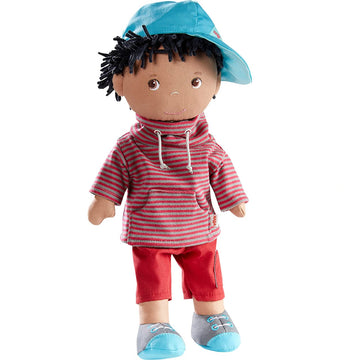 HABA 12" William Soft Boy Doll - Colorful, Machine Washable, Removable Clothing, Cotton Polyester, Model 306252