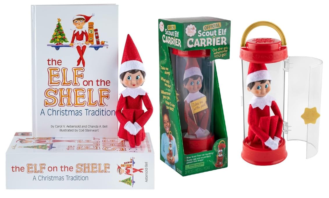 The Elf on the Shelf Christmas Tradition Box Set with Elf (Blue Eyed Girl), Story Book and Scout Carrier (Multi-Item Bundle)