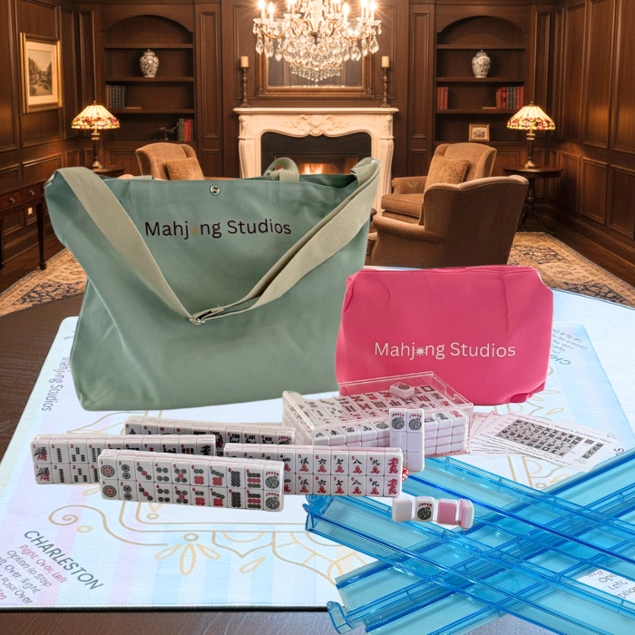 Two color Pink 166-Tiles Mahjong Bundle - American Mahjong Mat Rack Tote