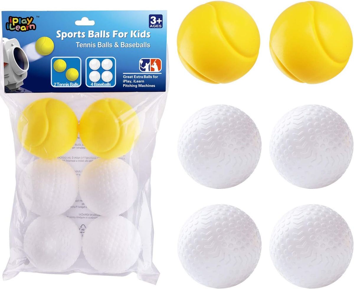 6 Balls Compatible With My First Baseball & Tennis Pitching Machine