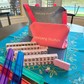 All In One - Mahjong Bundle - American Mahjong Set 166 2-Color Tiles - Blue & Pink Bag  Blue Mat