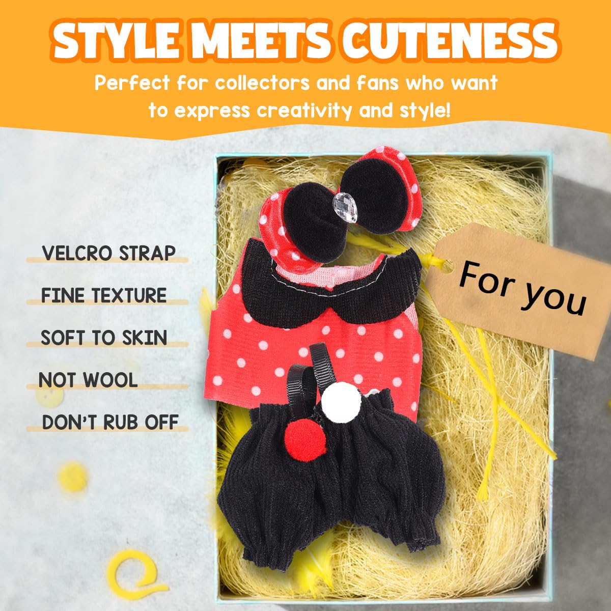 AICase for La bubu Clothes/for La bubu Outfits Clothes Set for 17cm Lububu Doll 3 Piece Set Hat Clothing for LA BUBU  Boys and Girls Stylish Adorable Dolls Clothes Accessories (No Doll)_09