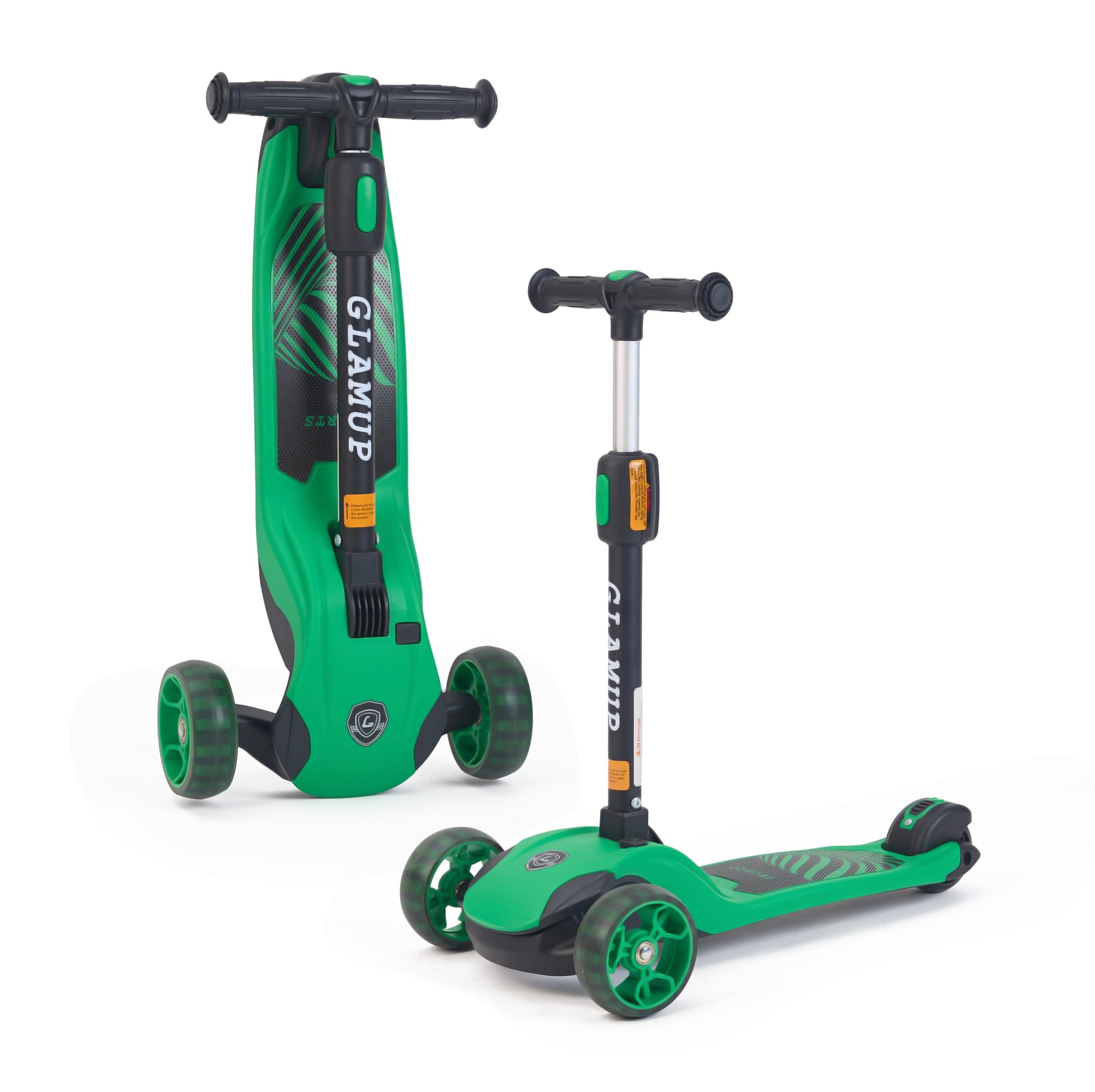 Glamup Kick Scooter For Kids Ages 3-14, 3 Wheel For With Led Lights, Foldable Kids Scooter With Adjustable Height, Extra Wide De