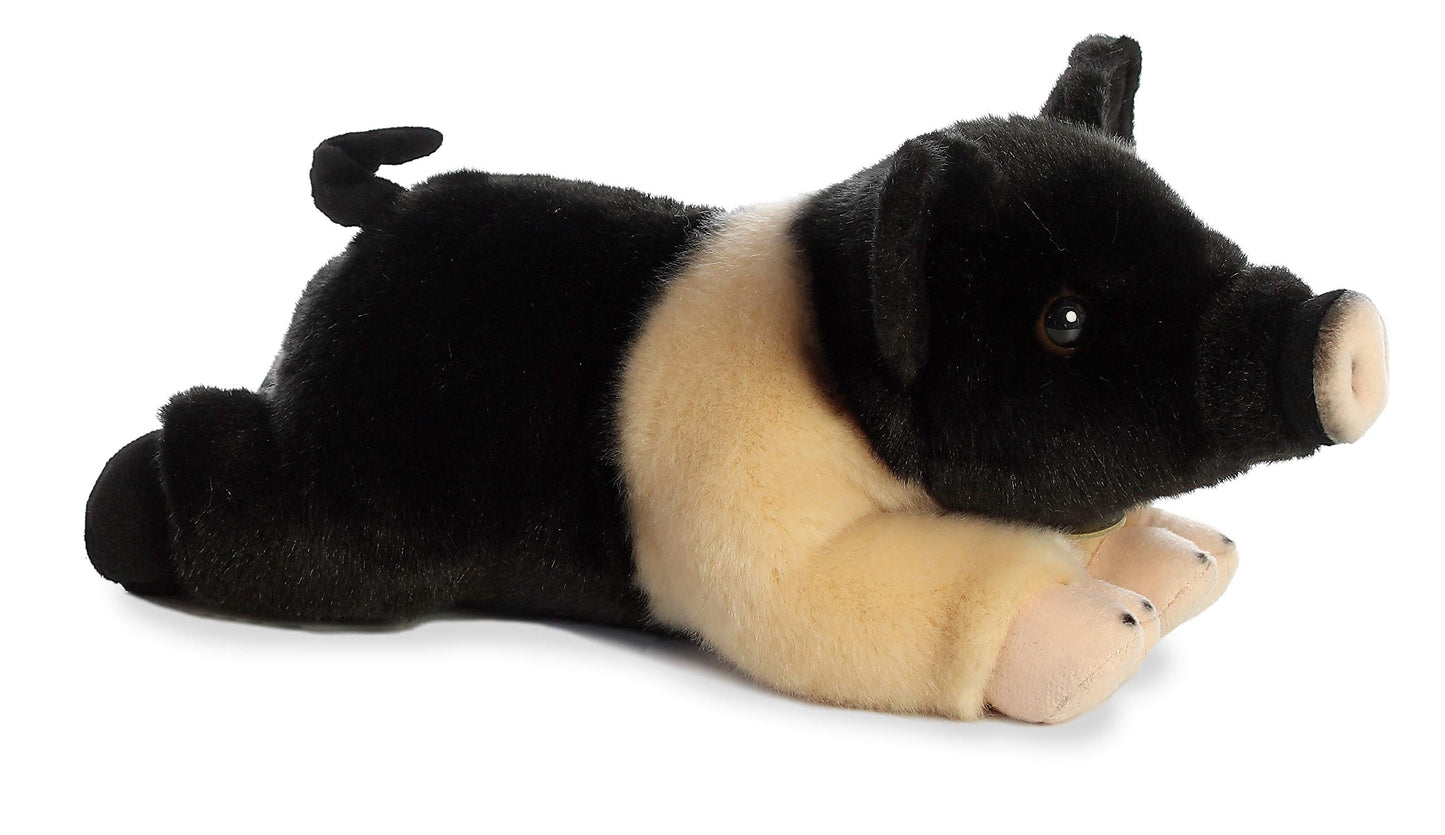 Aurora® Miyoni® Hampshire Pig Stuffed Animal - Black - 12 Inches - Realistic Detail - Soft Polyester Material - Model 26375