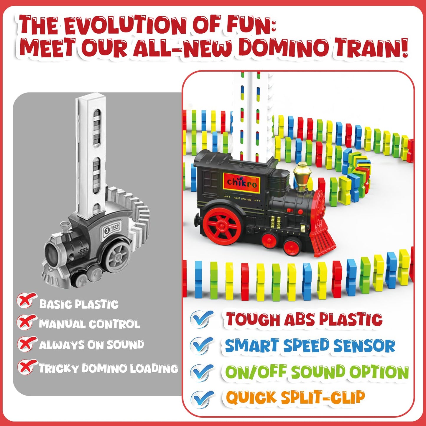 Christmas Dominos Train Toys For Kids 3-5 - 120Pcs Dominos Stem Montessori Toy 3 4 5 6 7 8 Year Old Boy Girl Birthday Gifts Boys
