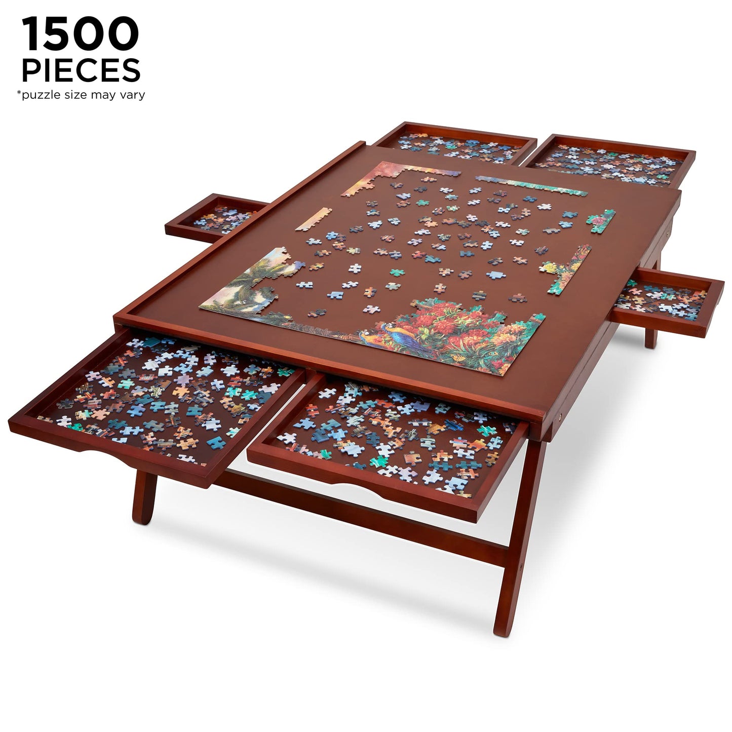 Jumbl 1500-Piece Puzzle Board Rack W/Cover | 27    X 35    Jigsaw Puzzle Table W/Legs 6 Removable Storage Sorting Drawers | Smoo