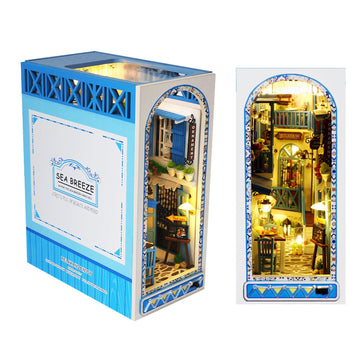 Tomyoung 3D Wooden Book Stand Puzzle,Diy Book Nook Kits,Dollhouse Wood Bookends Book Nook Model Building Kit With Led To Build-C