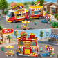 HOGOKIDS City Burger Truck Building Toy - 2 in 1 Burger Van & Restaurant Set, 826PCS, Plastic, Red/Yellow/White, Model HG1067
