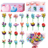 Uiseba Valentines Day Gifts For Kids Classroom/School,24Pcs Building Blocks Flower Kits And Valentines Cards,Toys For 3+ Years O