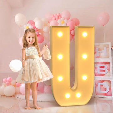 Imprsv 3Ft Marquee Light Up Letters U, Large Light Up Letters, Big Marquee Letters For Party Decorations Baby Shower Anniversary