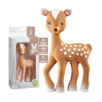 Sophie la girafe Fanfan The Fawn Teether - Natural Rubber, Designed for Teething Babies, Easy to Clean, Model 616341