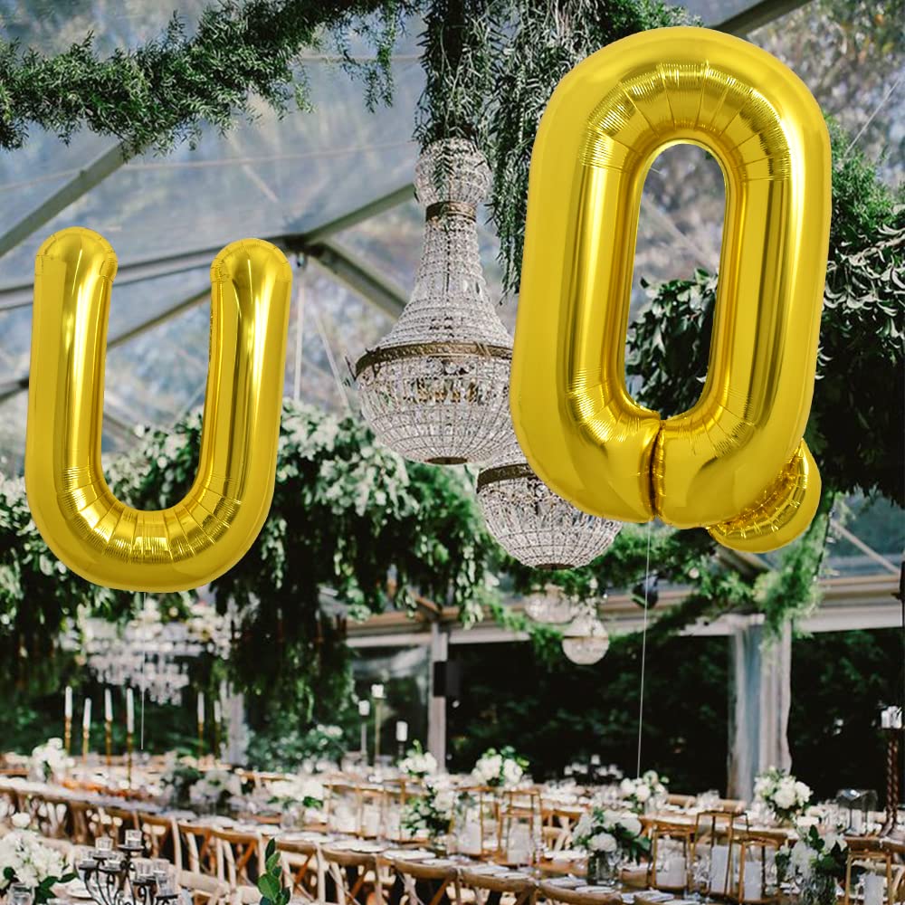Toniful 40 Inch Large Gold Letter U Balloons Helium Balloons,Foil Mylar Big Balloons For Birthday Party Anniversary Supplies Dec