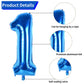Biapian 40 Inch Blue Number 10 Balloons, 8Pcs Large Foil Number 1 & 0 Balloons With 18'' Blue Silver Heart Shape Balloon For 10T