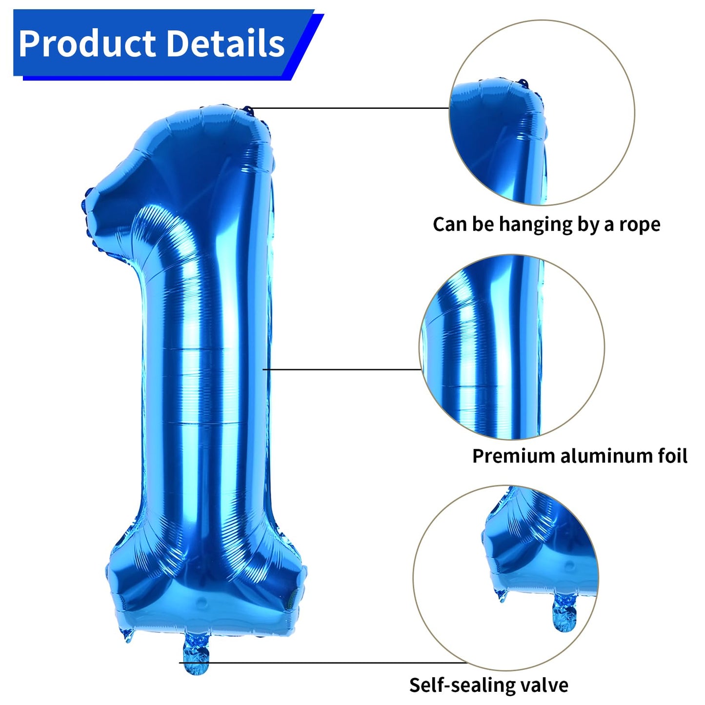 Biapian 40 Inch Blue Number 10 Balloons, 8Pcs Large Foil Number 1 & 0 Balloons With 18'' Blue Silver Heart Shape Balloon For 10T