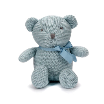 Fluffyfun Organic Baby Toys Blue Teddy Bear Stuffed Animal 6.5''