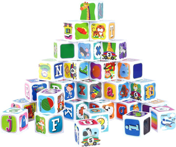 Play Abc Building Blocks For Toddlers 1-3, 28 Pcs Plastic Baby Alphabet Letters Number Stacking Blocks Set, Preschool Learning Educational Montessori Sensory Toys Gifts For Kids Girls Boys