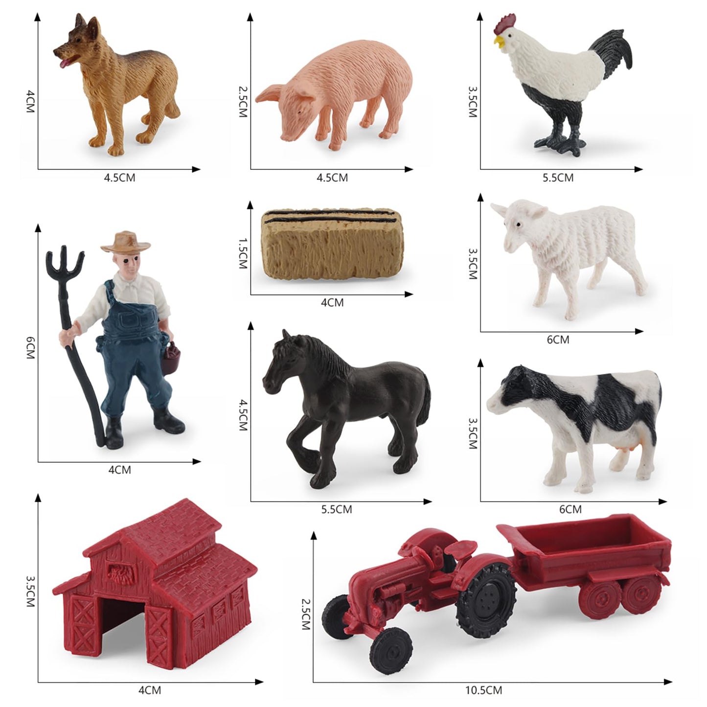 Memovan Realistic Mini Barn Farm Toys Tractor Playset - Plastic Farm Animals Figurines Farm Cake Toppers Farm Figures Farmer Veh