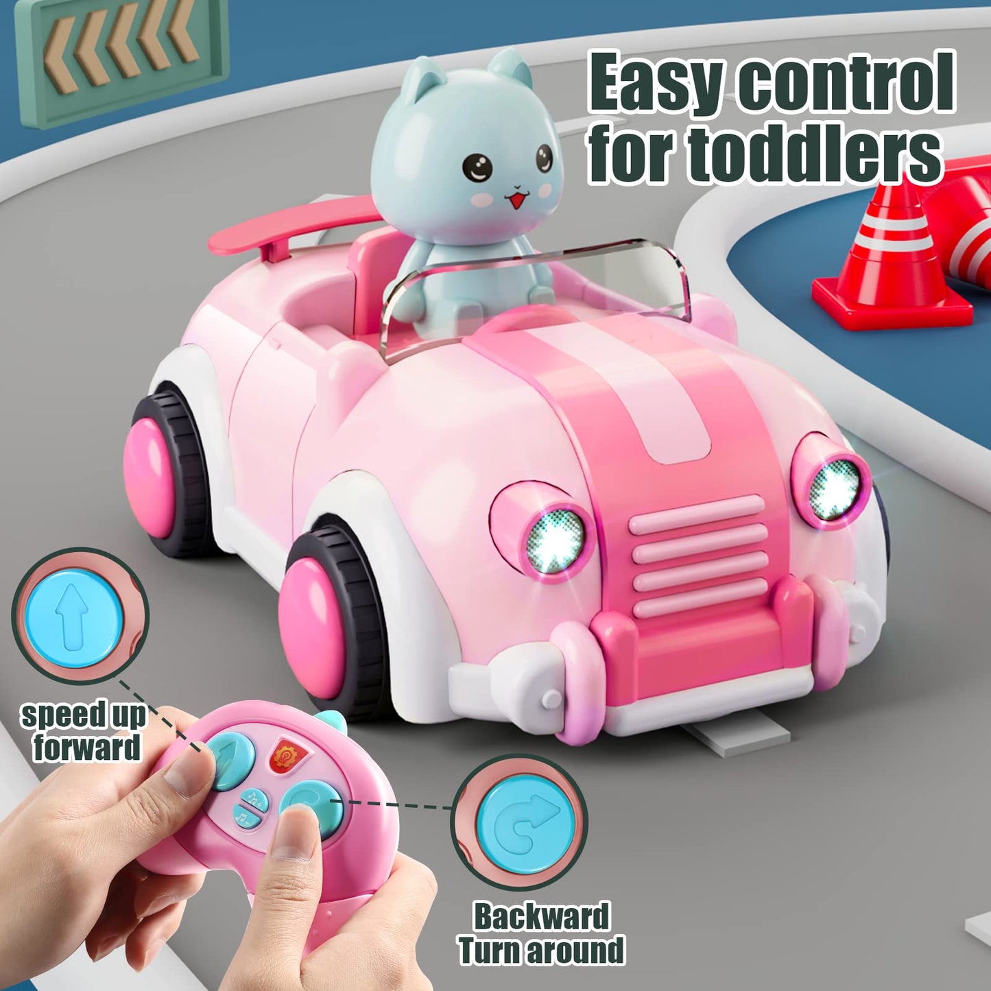 Love Life Girls Toys Age 3+,Remote Control Cars For Kids,With 3 Cartoon Dolls, Rc Car With Music And Lights,Gifts For 3+ Year Ol