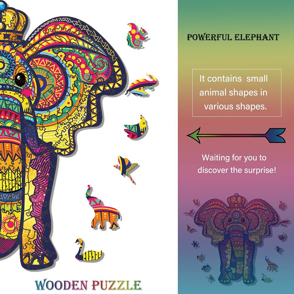 Wooden Puzzles for mature-themeds Wooden Animals Shaped Puzzles Unique Shaped Jigsaw Puzzles Magic Wooden Jigsaw Puzzles  Wood Puzzles mature-themed  Unique Puzzles (S-9.25 x6.3   Elephant)