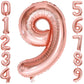 9 Number Balloon Rose Gold 40 Inch Big Foil Mylar 9Th Balloons For 9 Year Old Boy Girl Birthday Party Decorations Wedding Annive