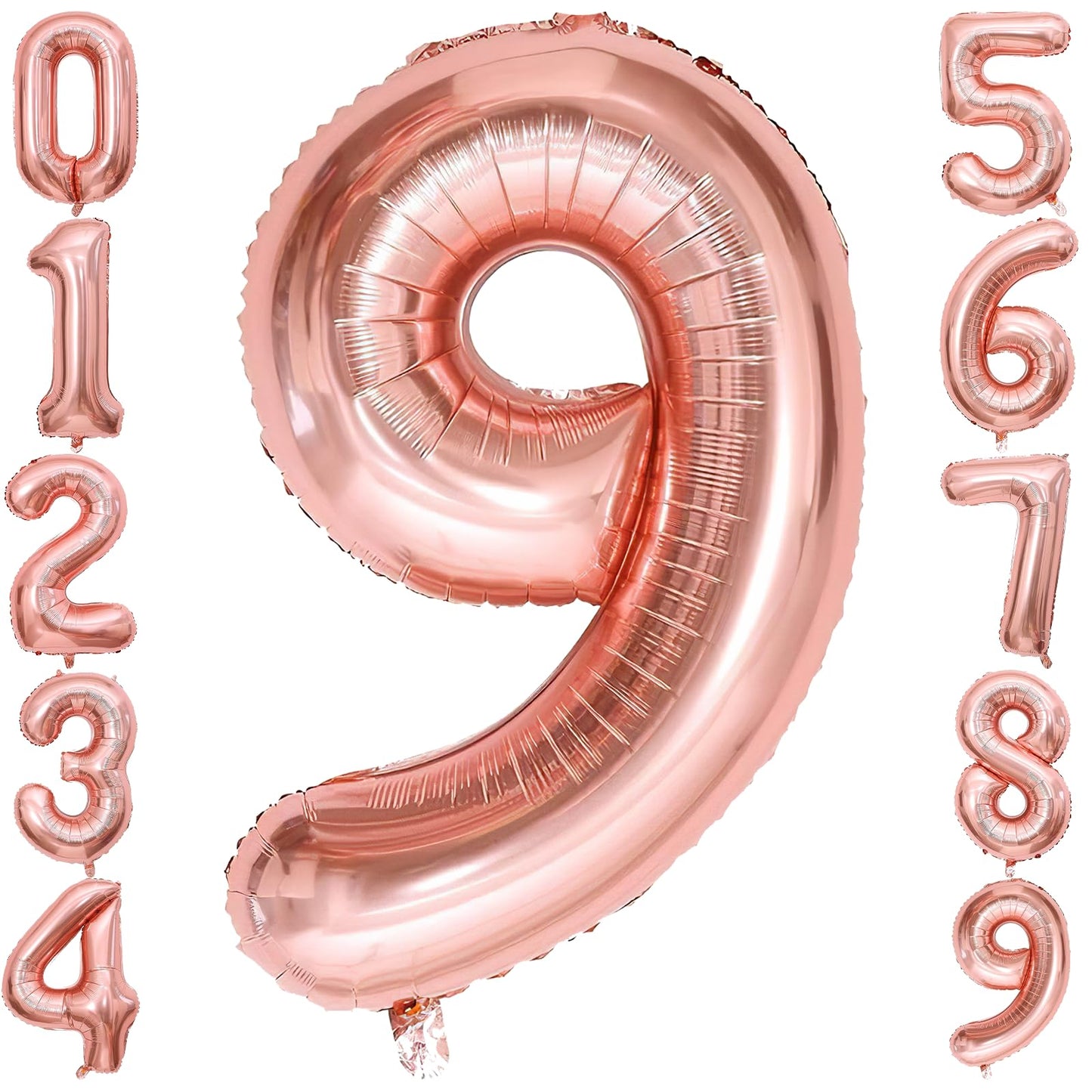9 Number Balloon Rose Gold 40 Inch Big Foil Mylar 9Th Balloons For 9 Year Old Boy Girl Birthday Party Decorations Wedding Annive