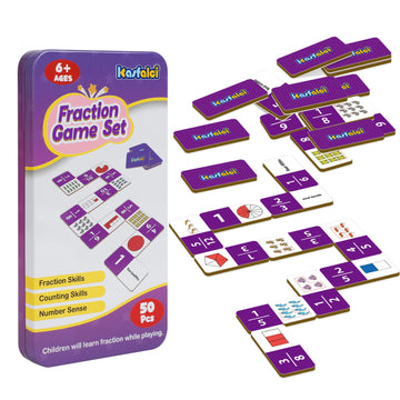 Kasfalci Fraction Dominoes Set,Math Games For Kids,Math Manipulatives,Counting Toys,Learning Games,Preschool Learning Activities