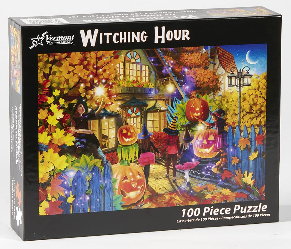 Vermont Christmas Company Witching Hour Jigsaw Puzzle 100 Piece, Large Pieces Perfect For Kids And Seniors