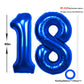 40 Inch Number 18 Balloon Blue Jumbo Giant Big Large Number 18 Foil Mylar Blue Balloons 81Th Birthday Party Anniversary Decorati