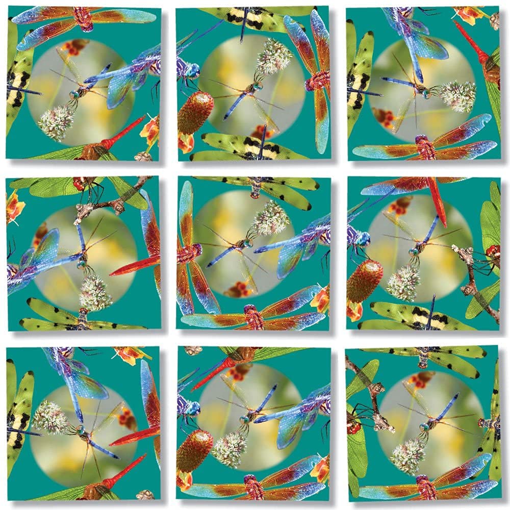 B.Dazzle Dragonflies 9 Piece Scramble Square Puzzle - 12" x 12" Laminated Cardboard - Brain Teaser for All Ages - Model 10146