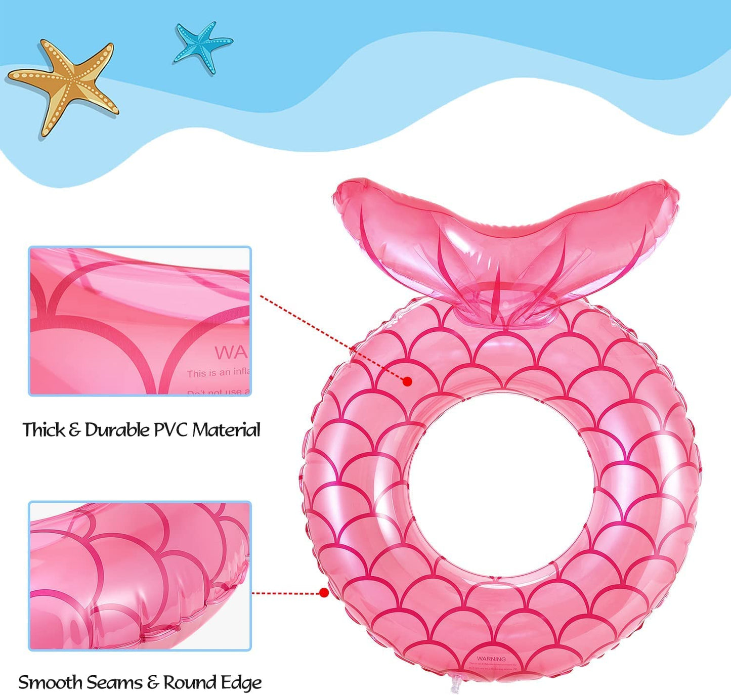 Moko Inflatable Swimming Ring, [2 Pack] Children Cute Pool Float Tube Decorations Swim Tubes Outdoor Pool Beach Water Floats Party Supplies Kids Floaties, Rose Gold & Blue