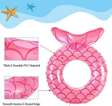 Moko Inflatable Swimming Ring, [2 Pack] Children Cute Pool Float Tube Decorations Swim Tubes Outdoor Pool Beach Water Floats Party Supplies Kids Floaties, Rose Gold & Blue