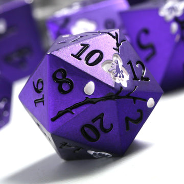 Matt Purple D&D Metal Dice, DNDND 7 PCS Heavy Metallic DND Dice Set with Grogeous Gift Case for Dungeons and Dragon Tabletop Gam