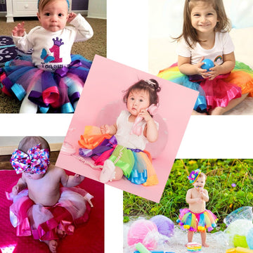 Bgfks Layeredtulle Rainbow Tutu Skirt For Newborn Baby Girls 1St Birthday Photography Outfit Sets.