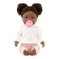 Lullababy - 14-Inch Realistic Baby Doll - Curly Dark-Brown Hair, Brown Eyes & Soft Body - Sweater & Pants Outfit, Hair Elastics