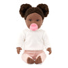 Lullababy - 14-Inch Realistic Baby Doll - Curly Dark-Brown Hair, Brown Eyes & Soft Body - Sweater & Pants Outfit, Hair Elastics