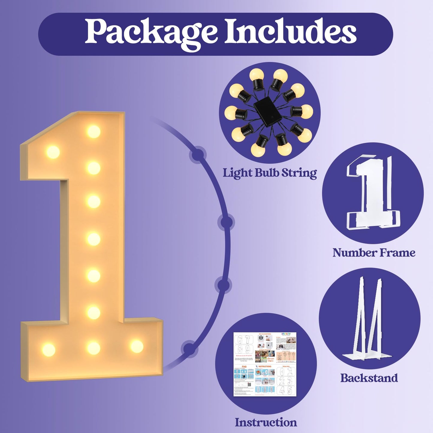 4Ft Light Up Numbers, Large Marquee Numbers 1 For 21St 1St Birthday Decorations For Boy Girl, Giant Light Up Numbers For Party A