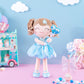 Gloveleya Baby Doll Gifts Plush Curly Girl Toys With Love 16'' Azure