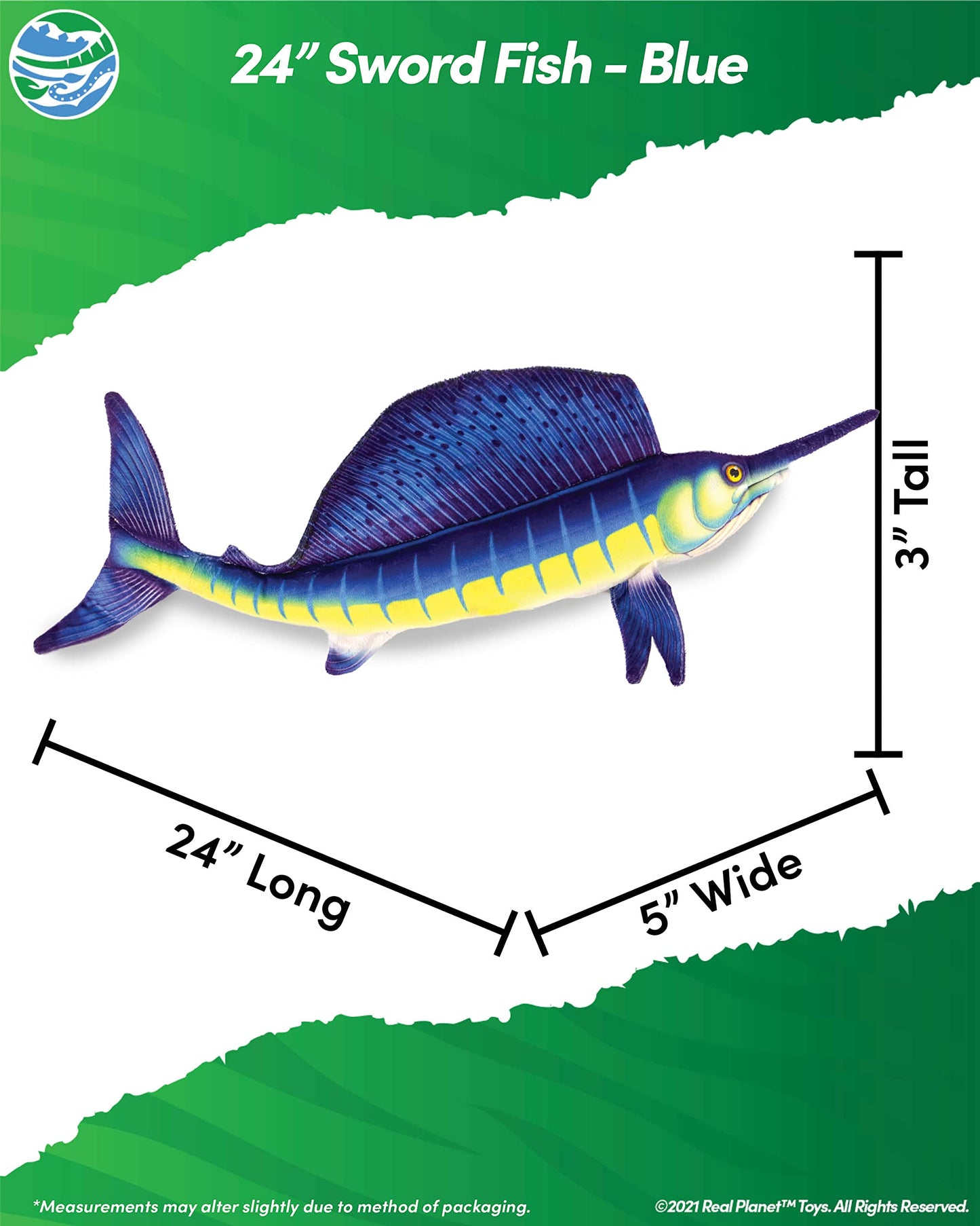 Real t decorative replica blade Fish Blue 35.5 Inch Realistic Soft Plush