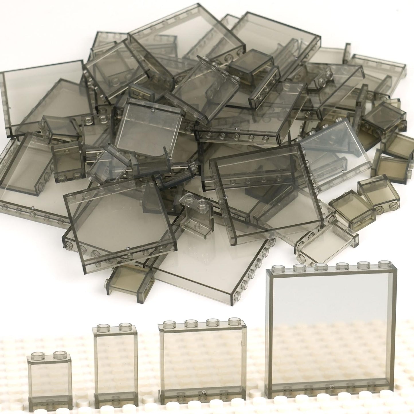Clear Tranparent Flat Plates Bricks, 24 Pieces And Parts 1X6X5 Classic, Window Bulk Building Blocks Accessories (Transparent) (T