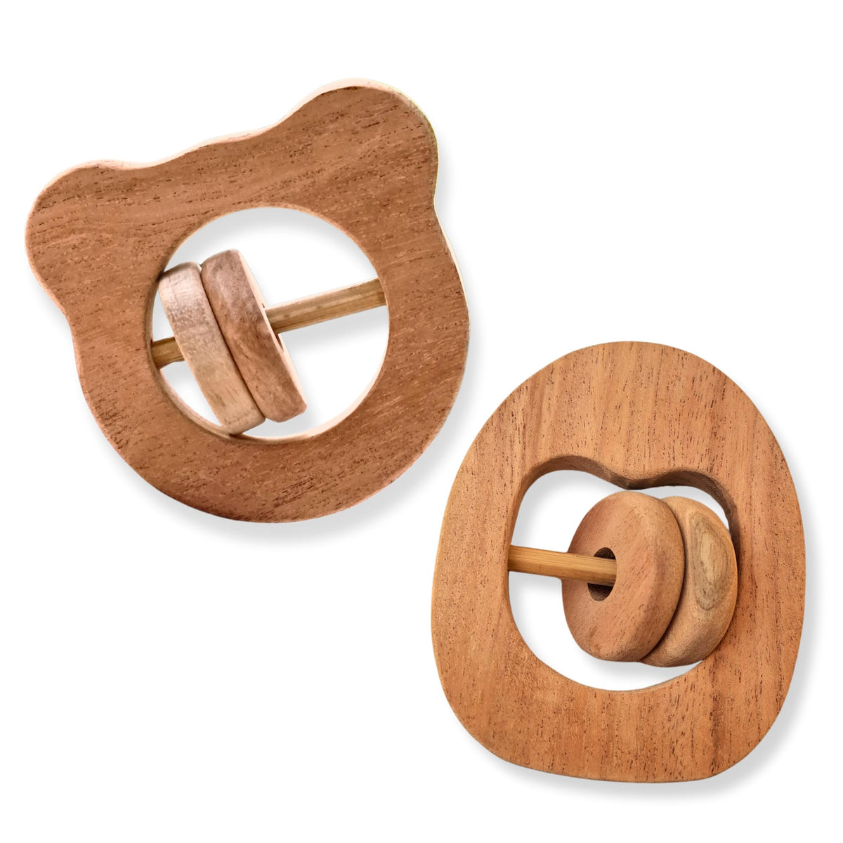 Babycov Handcrafted Neem Wood Baby Rattle  Natural & NonToxic | Safe Wooden Teether Toy For Infants | Enhances Motor Skills & 