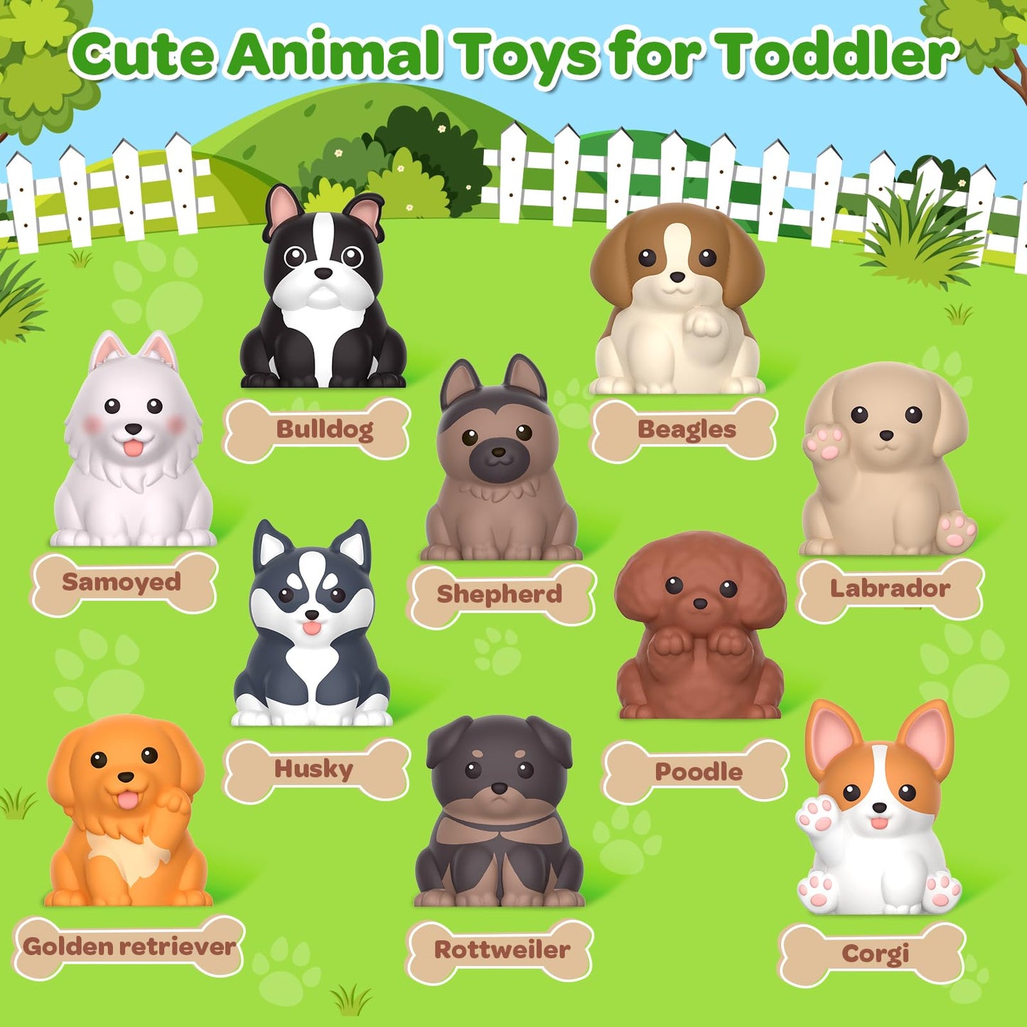 Letapapa Toddler Toys For 1 2 3 Year Old, 20 Pcs Dog Toys For Kids, Montessori Educational Counting, Matching & Sorting Motor Skills Toys, Christmas Birthday Gifts For Baby Boy Girl Aged 12-18 Months