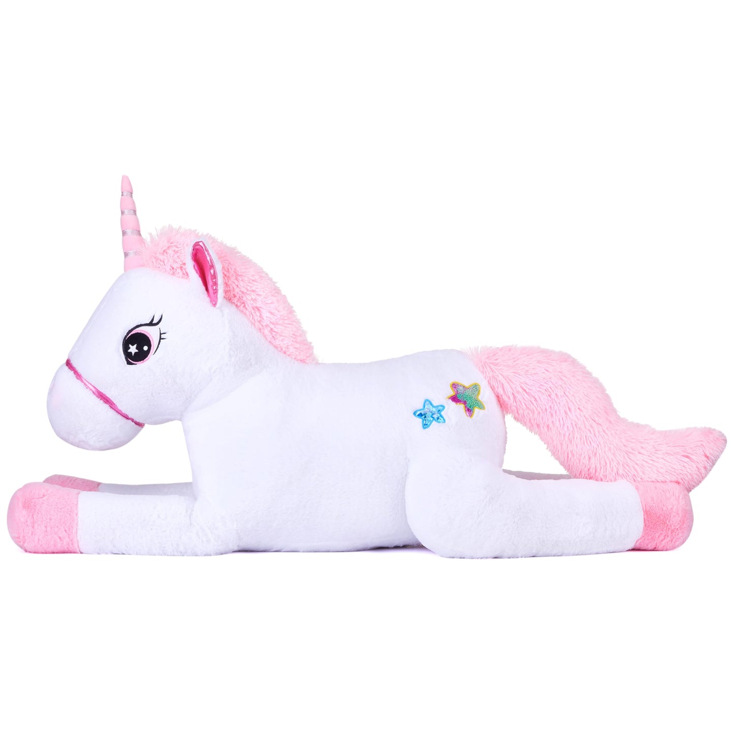 Ikasa Giant Unicorn Stuffed Animal Plush Toy,Large Cute Jumbo Soft Toys,Huge Big Size Plushy Fluffy Fat Oversized Plushie,Gifts For Kids Girls Boys Girlfriend (White, 43 Inches)