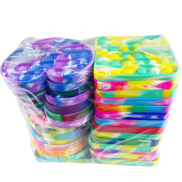 30Pcs Random Silicone Tie-Dye Push Pop Bubble Fidget Toy, Autism Special Needs Stress Reliever, Squeeze Sensory Tools To Relieve