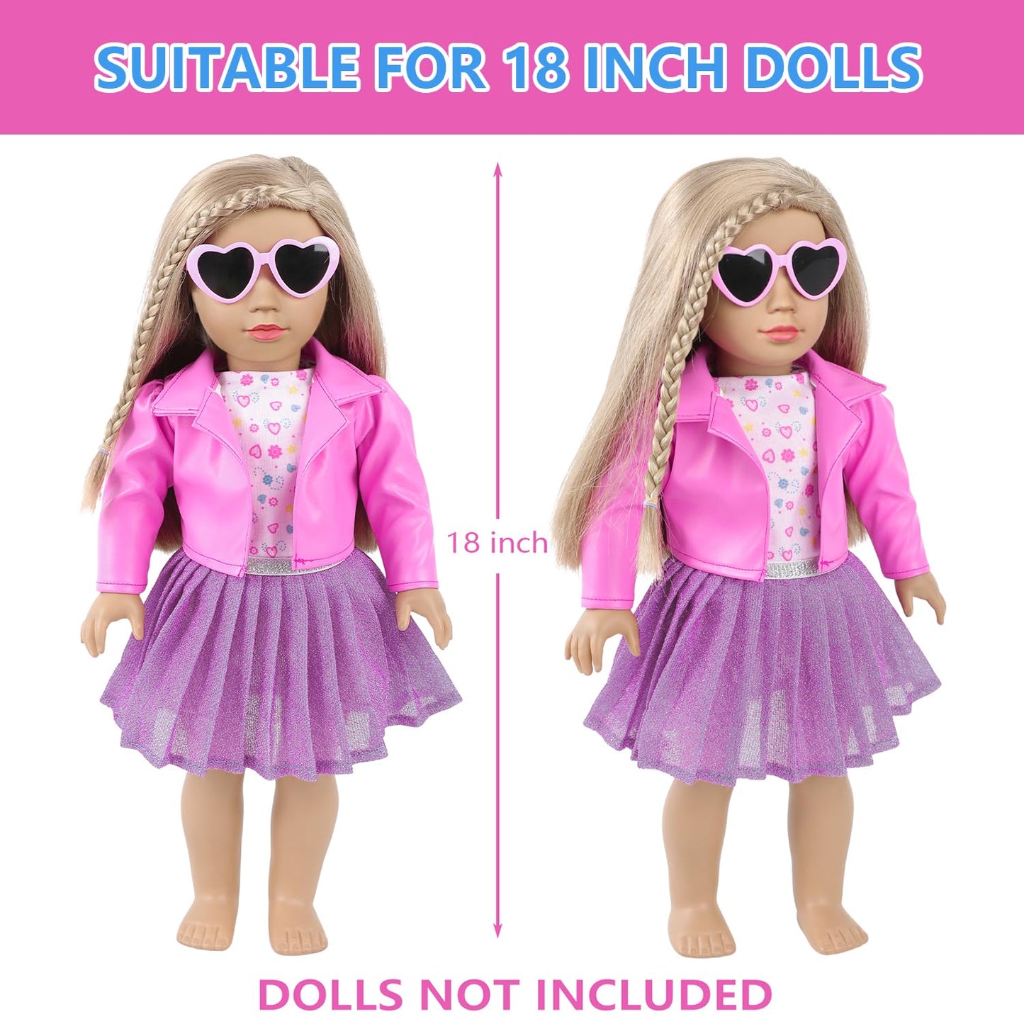 American 18 Inch Doll Makeup Accessories And Clothes,Tote Bag Set For 18'' Dolls Include Berets Outfits Sunglasses Phone Eye Sha