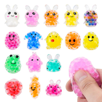AONSOULE Easter Egg Fillers - 16 Pcs Mini Squishy Stress Balls for Adults, Easter Basket Stuffers Party Favors, Fidget Toy Stres